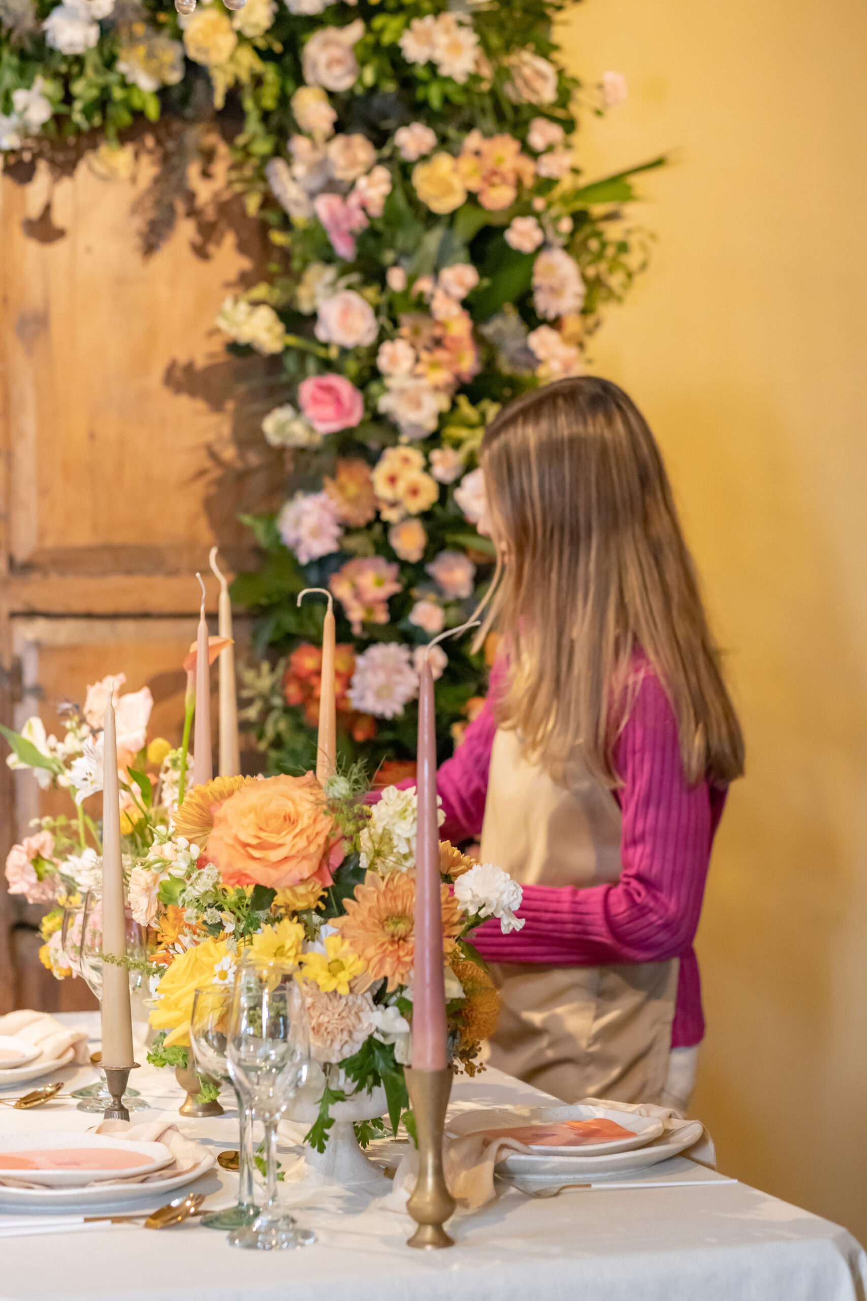 Montaje floral durante taller privado