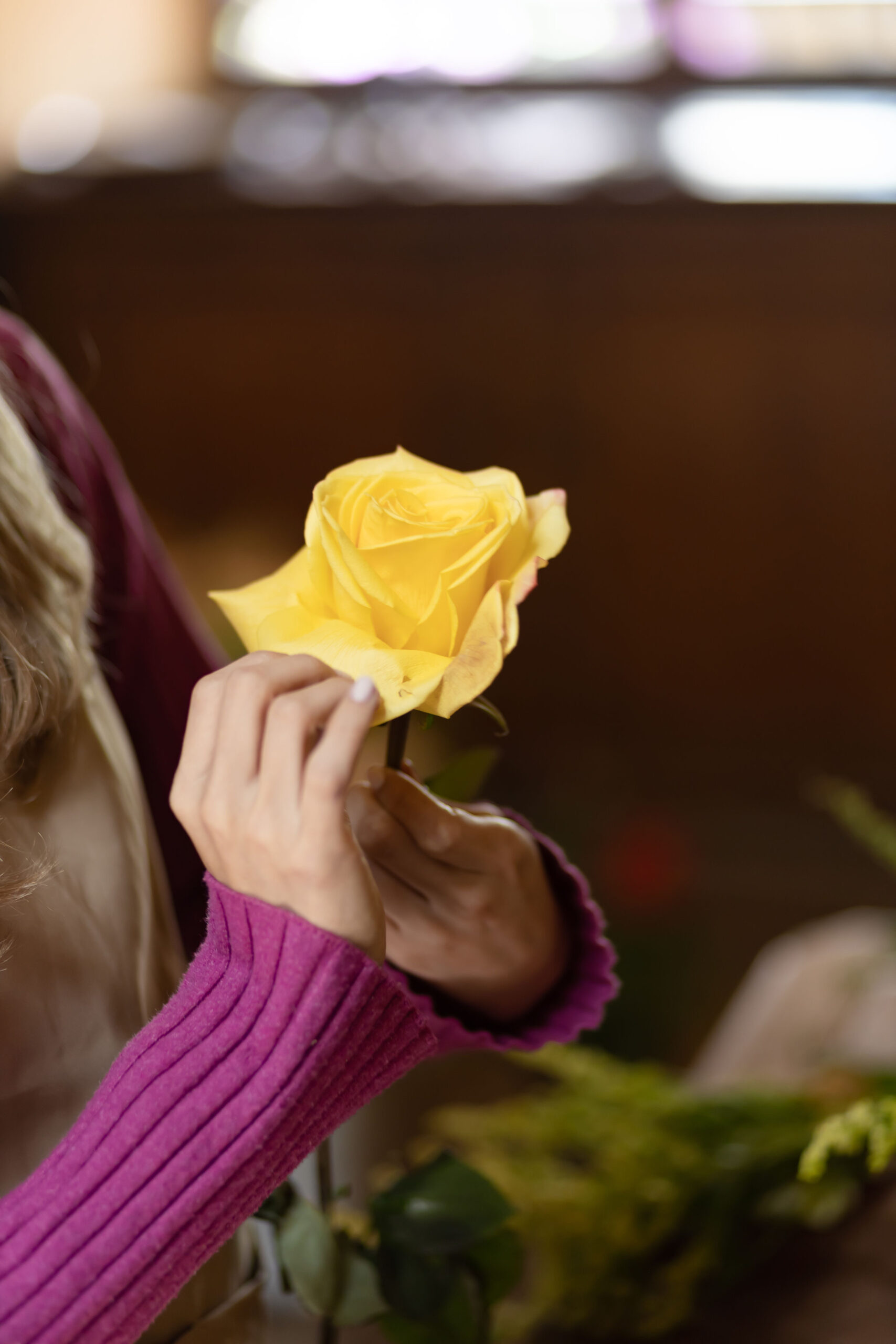 Composición floral orgánica en taller